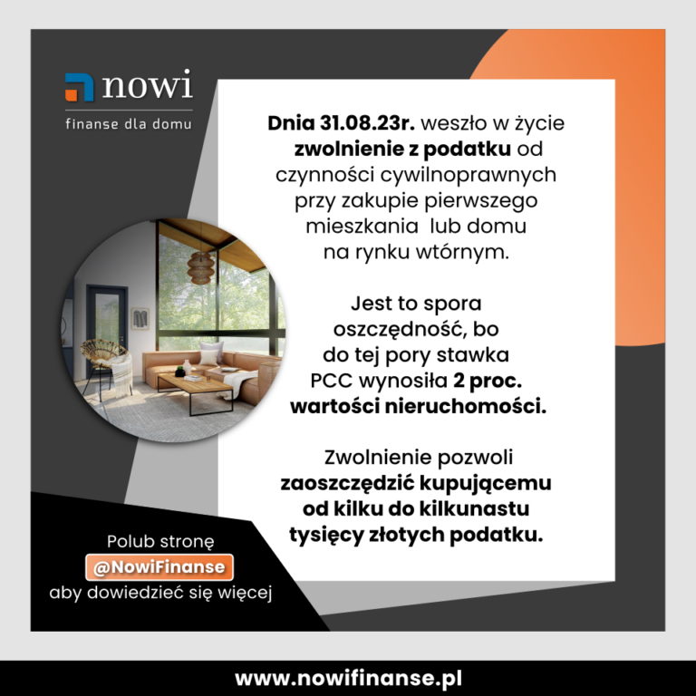 Read more about the article Zwolnienie z&nbsp;PCC przy zakupie pierwszego mieszkania lub domu na&nbsp;rynku wtórnym